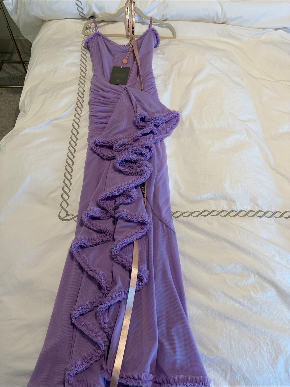 House of CB Lavender Ruffle Evening Gown